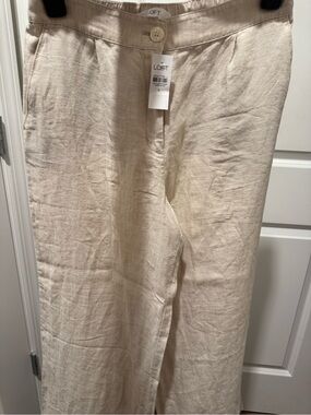 LOFT woman’s  Cream Linen-Blend Chinos